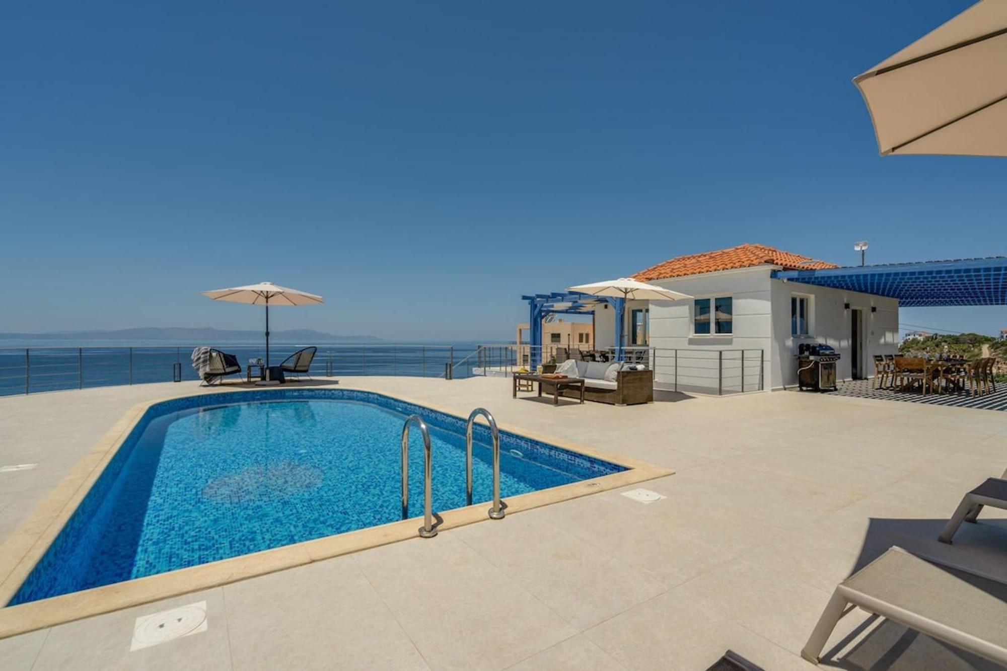 Villa Hemera Ocean View Private Heated Pool Chorafakia Eksteriør billede
