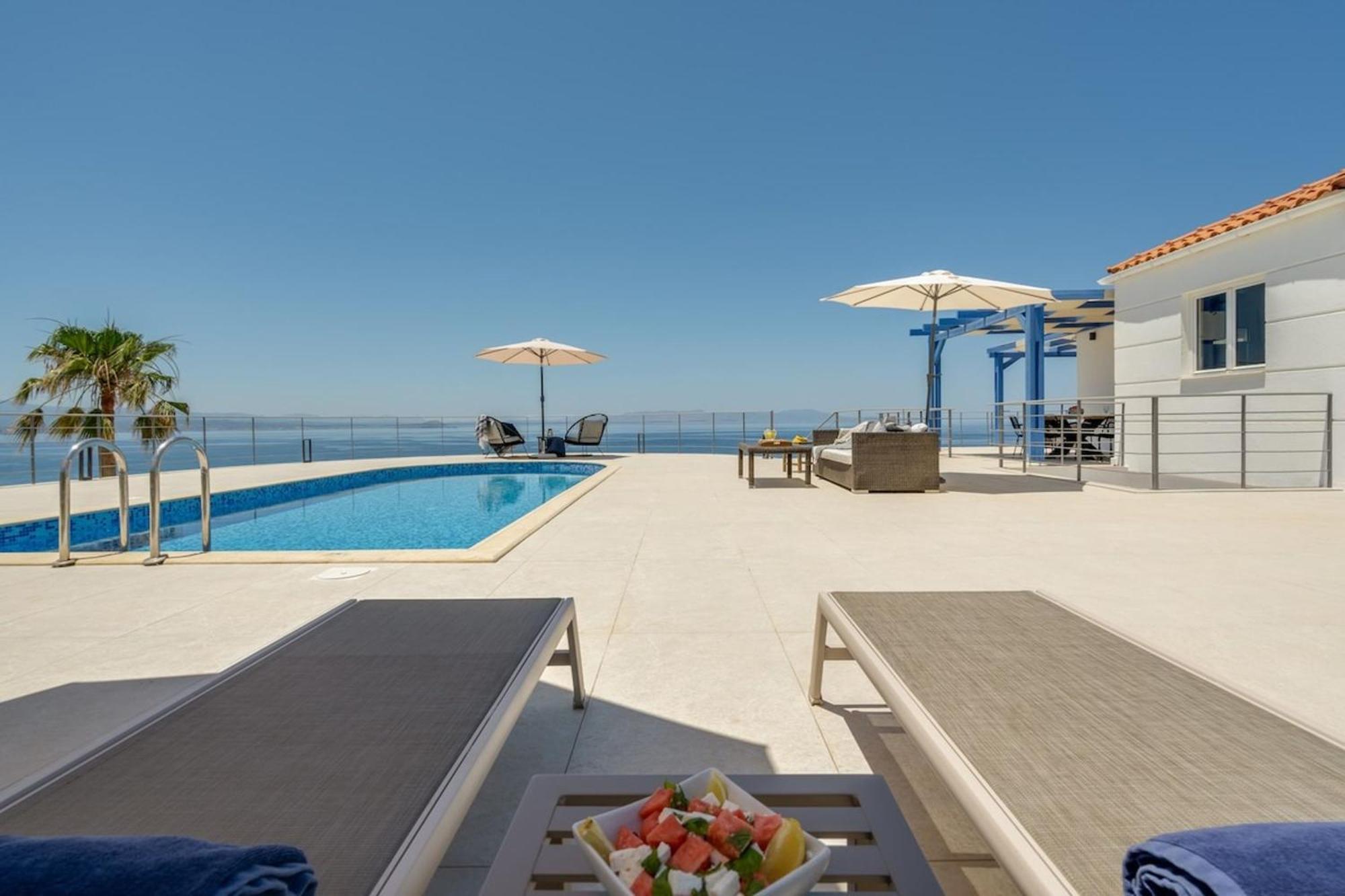 Villa Hemera Ocean View Private Heated Pool Chorafakia Eksteriør billede